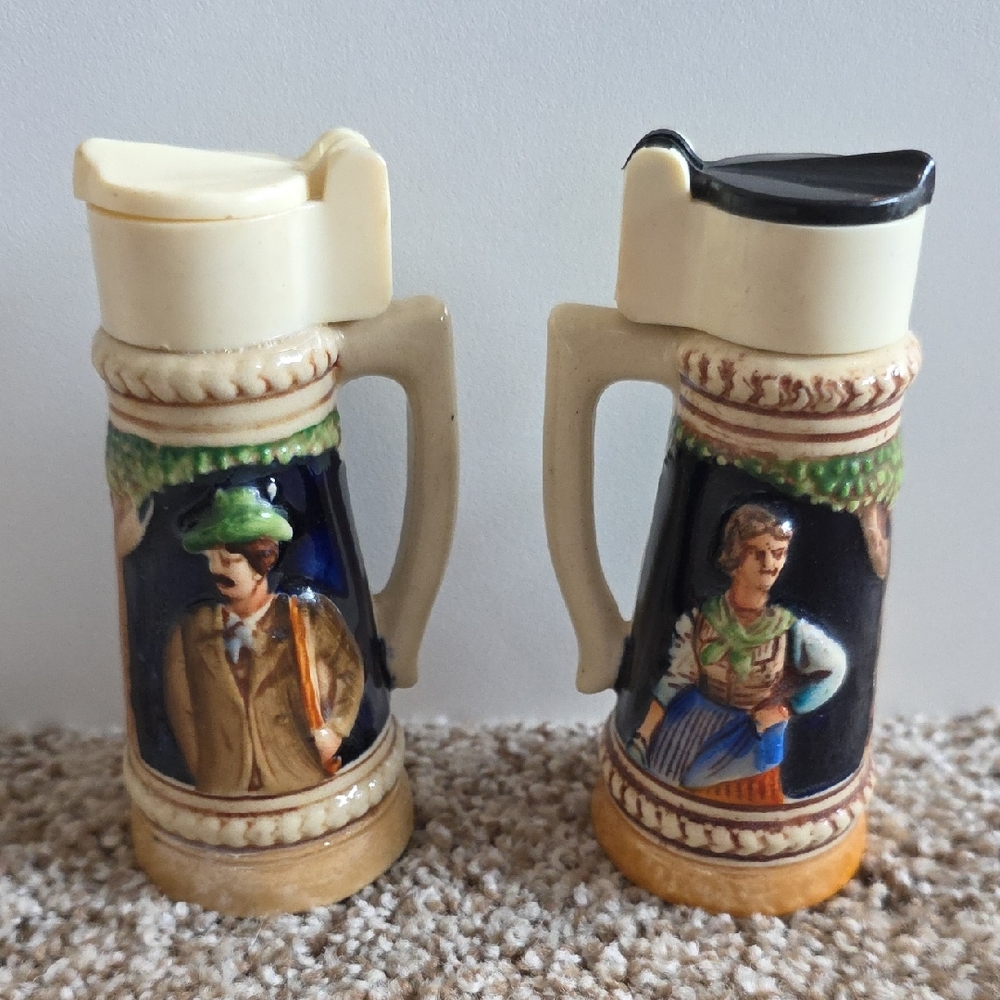 Vintage Ceramic Beer Stein Salt And Pepper Shakers - Germany